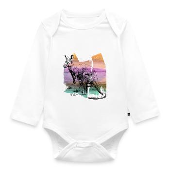 Kangaroo kangaroo kangaroo kangaroo t shirt - Organic Longsleeve Baby Bodysuit - white - Front