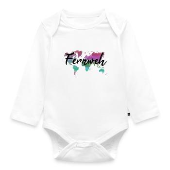 Wanderlust World Map Gift Backpacker Nomad Travel - Organic Longsleeve Baby Bodysuit - white - Front