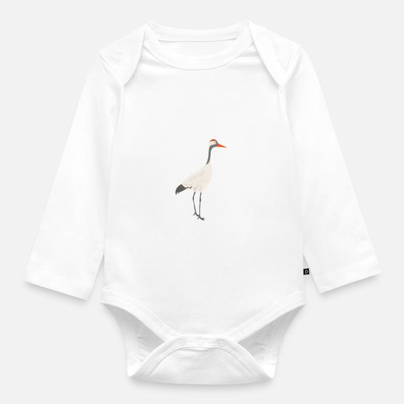 Kranich Crane Zugvogel Grus grus Vogel Geschenk - Baby Bio-Langarm-Body - Weiß