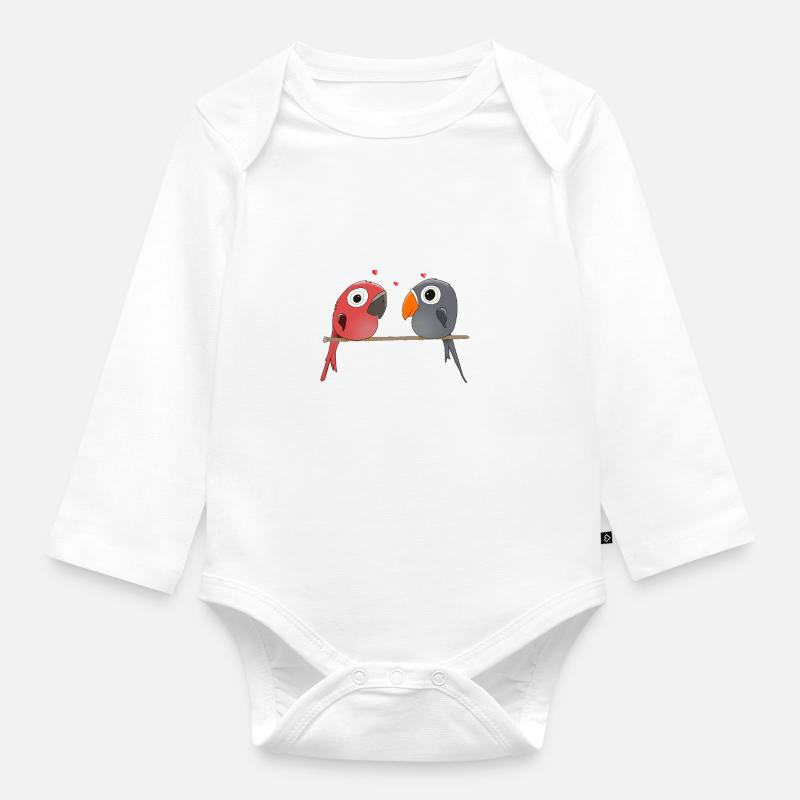 Zwei Turteltauben - Baby Bio-Langarm-Body - Weiß