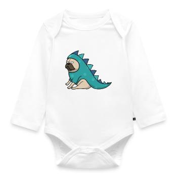 Dino Pug - Body Bébé bio manches longues - blanc - Devant