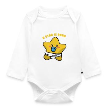 Star Baby Bright Born Sky Clouds Birth - Organic Longsleeve Baby Bodysuit - white - Front