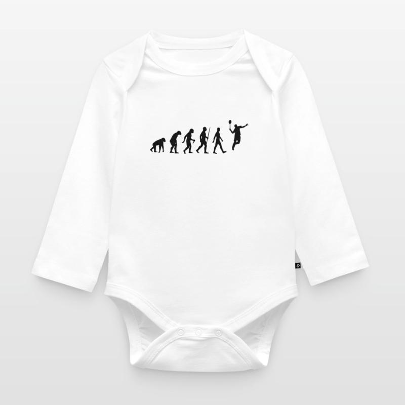 Evolution - badminton, badminton, human, monkey Organic Longsleeve Baby Bodysuit
