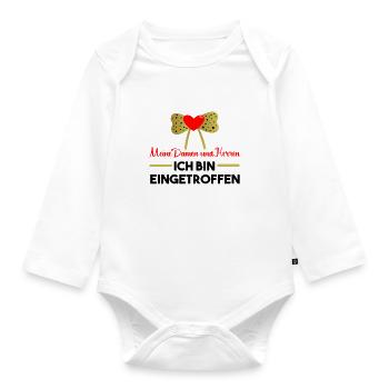 Lustiges Baby Ankunft Geschenkidee Geburt - Baby Bio-Langarm-Body - Weiß - Vorne