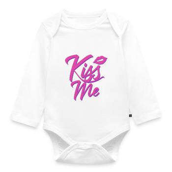 Kiss me - Organic Longsleeve Baby Bodysuit - white - Front