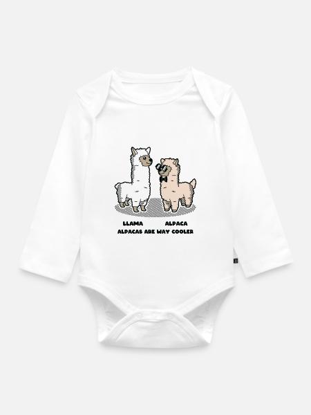 Lama Alpaka tier Cool lustig süß comis geschenk - Baby Bio-Langarm-Body - Weiß
