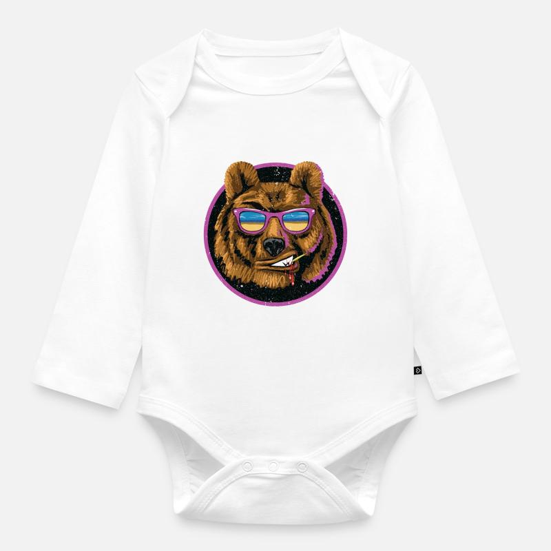 Ours, cool - Body Bébé bio manches longues - blanc