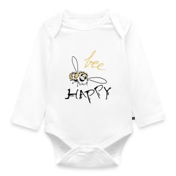 bee happy - Organic Longsleeve Baby Bodysuit - white - Front