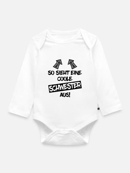 Coole Schwester Familie - Baby Bio-Langarm-Body - Weiß