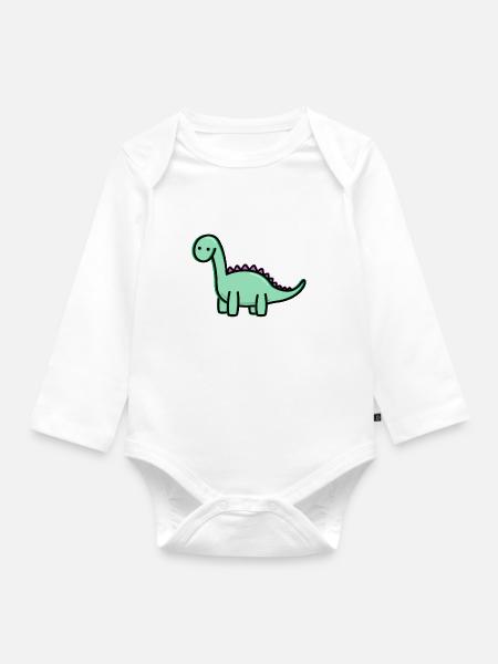 Süßer Dino - Baby Bio-Langarm-Body - Weiß