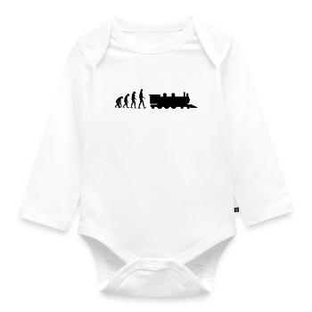 Eisenbahner / Eisenbahnen / Eisenbahn / Bahn - Baby Bio-Langarm-Body - Weiß - Vorne