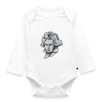 Beethoven face bust with Beethoven composer - Organic Longsleeve Baby Bodysuit - white - Front