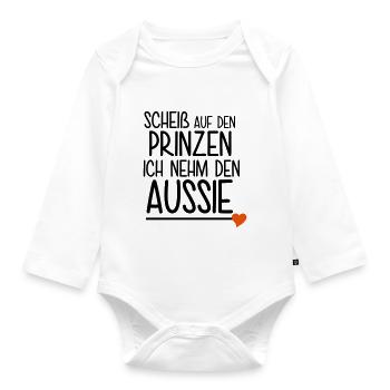 Scheiß auf den Prinzen (Australian Shepherd) - Baby Bio-Langarm-Body - Weiß - Vorne