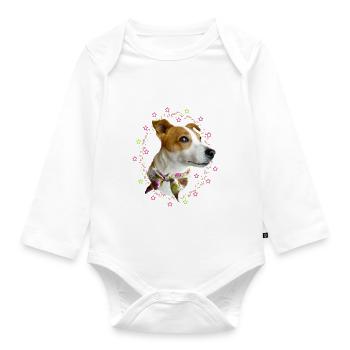 little jack russell dog - Organic Longsleeve Baby Bodysuit - white - Front