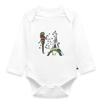 Paris in Farbe - Baby Bio-Langarm-Body - Weiß - Vorne