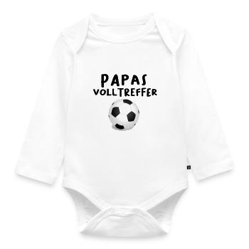 papas volltreffer fussball - Baby Bio-Langarm-Body - Weiß - Vorne