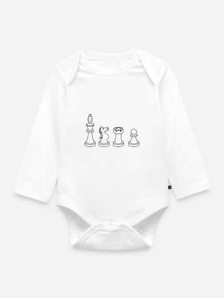 Schach - Baby Bio-Langarm-Body - Weiß