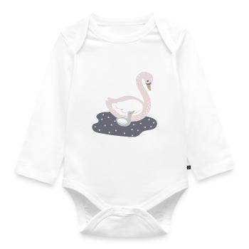 Maman cygne avec bébé fille cygne - Body Bébé bio manches longues - blanc - Devant