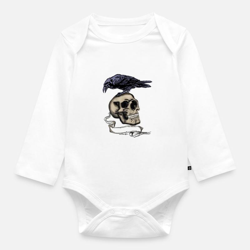 Tête de corbeau - Body Bébé bio manches longues - blanc