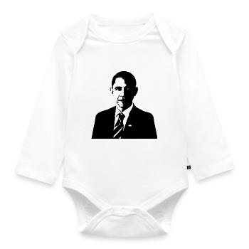 Barack Obama - black sketch - President America - Organic Longsleeve Baby Bodysuit - white - Front