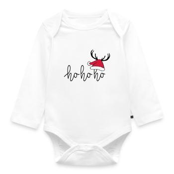 Slogan ho ho ho, Happy Christmas, Santa. - Organic Longsleeve Baby Bodysuit - white - Front