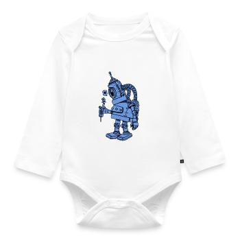 Roboter in Liebe blau - Baby Bio-Langarm-Body - Weiß - Vorne