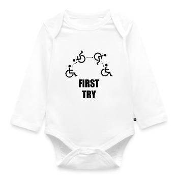 Humor disability wheelchair handicap wheelchair - Organic Longsleeve Baby Bodysuit - white - Front