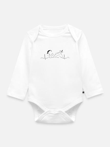 Gleitschirm EKG - Baby Bio-Langarm-Body - Weiß