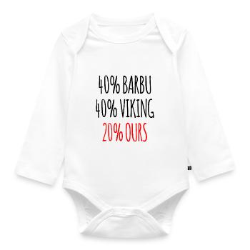 40% Barbu 40% Viking 20% Ours Cadeau Homme - Body Bébé bio manches longues - blanc - Devant