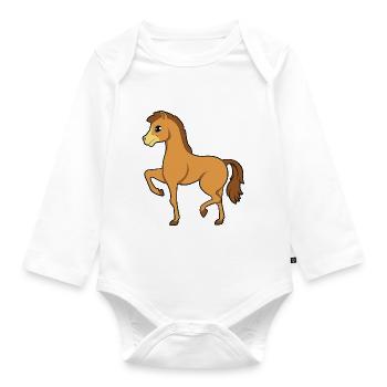 horse - Organic Longsleeve Baby Bodysuit - white - Front