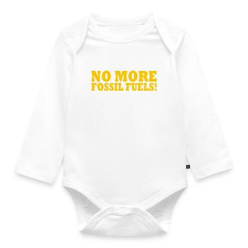 No more fossil fuels - Organic Longsleeve Baby Bodysuit - white - Front