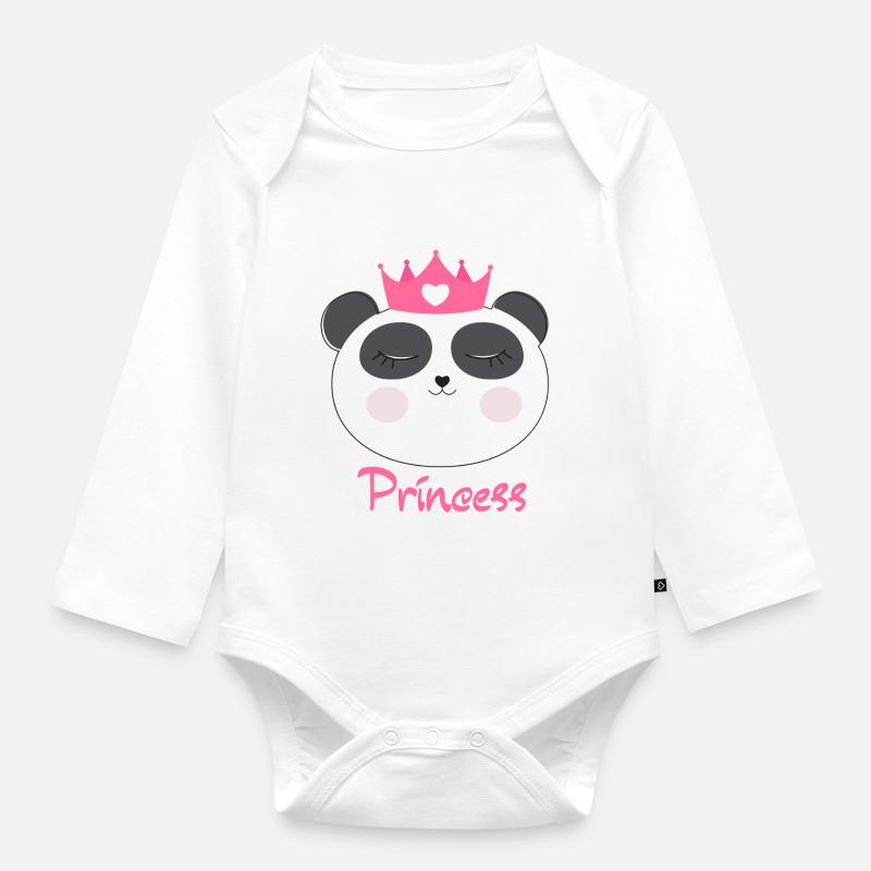 Douce Princesse Panda - Body Bébé bio manches longues - blanc