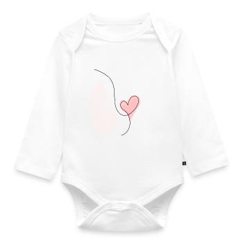Abstract heart line drawing - Organic Longsleeve Baby Bodysuit - white - Front