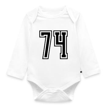 74 digit number - Organic Longsleeve Baby Bodysuit - white - Front