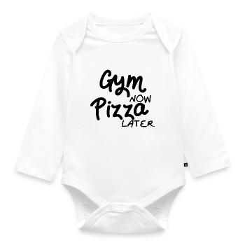 Fitnessstudio und Pizza - Baby Bio-Langarm-Body - Weiß - Vorne