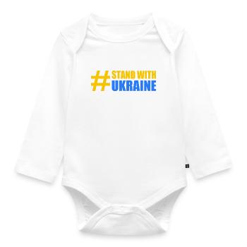 stand with ukraine - Organic Longsleeve Baby Bodysuit - white - Front
