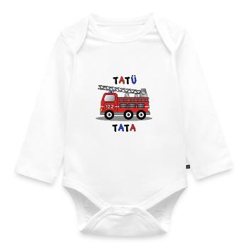 Feuerwehrauto - Baby Bio-Langarm-Body - Weiß - Vorne