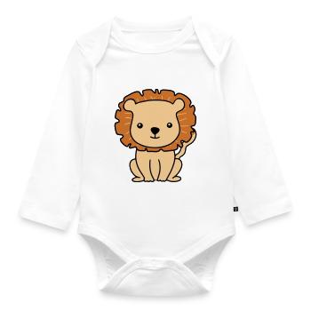 Baby Lion Lion Baby Cartoon pour bébés et enfants - Body Bébé bio manches longues - blanc - Devant