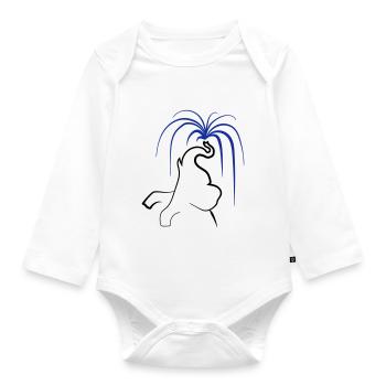 L’éléphant éclabousse l’eau de la trompe - Choisissez la couleur - Body Bébé bio manches longues - blanc - Devant