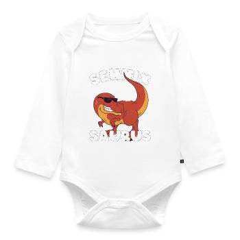 Dinosaurier Spruch Dino Witz Geschenk - Baby Bio-Langarm-Body - Weiß - Vorne