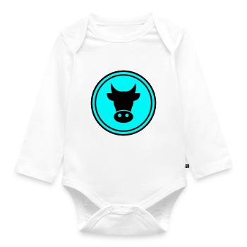Kuh Kopf - Baby Bio-Langarm-Body - Weiß - Vorne