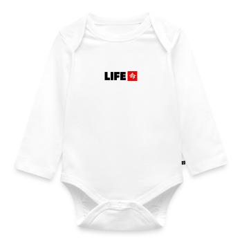 Live with Japanese kanji in black with red - Organic Longsleeve Baby Bodysuit - white - Front