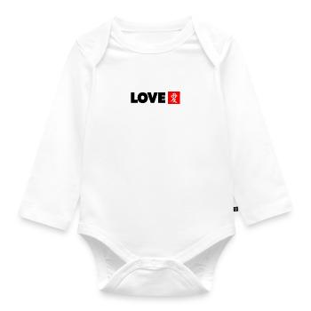 AMOUR avec les kanji japonais en noir et rouge - Body Bébé bio manches longues - blanc - Devant