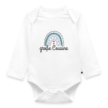 Große Cousine 2023 Regenbogen - Baby Bio-Langarm-Body - Weiß - Vorne
