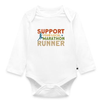 Running Half Marathon Jogging Gift - Organic Longsleeve Baby Bodysuit - white - Front