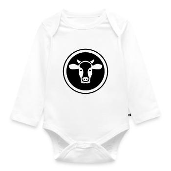 Rind Kopf - Baby Bio-Langarm-Body - Weiß - Vorne