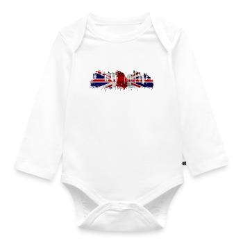 England UK London British English United Kingdom - Organic Longsleeve Baby Bodysuit - white - Front