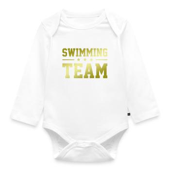 Swimming Team - Organic Longsleeve Baby Bodysuit - white - Front