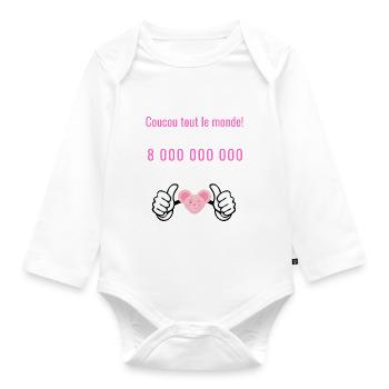 c'est moi le 8 milliard ème bébé fille née en 2022 - Body Bébé bio manches longues - blanc - Devant