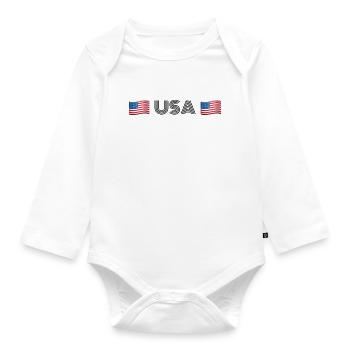 USA - Organic Longsleeve Baby Bodysuit - white - Front